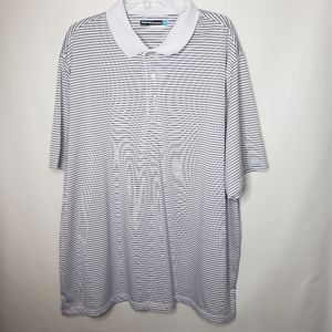 Roundtree & Yorke Performance Polo Short Sleeve White Striped Big Men's 3XT